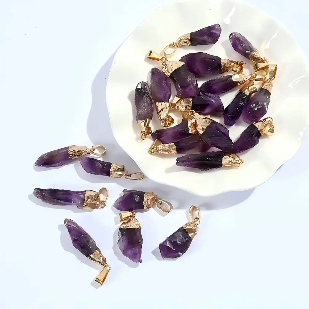 Natural Irregular Electroplated Amethyst Pendant DIY Jewelry Accessories