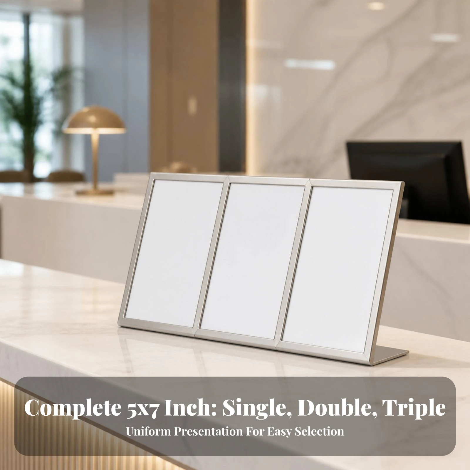 A5 Sign Holder Stable Tabletop Display Stand Metal Display Stand with Angled Frame Vertical for Cafes, Counters, Reception Desks