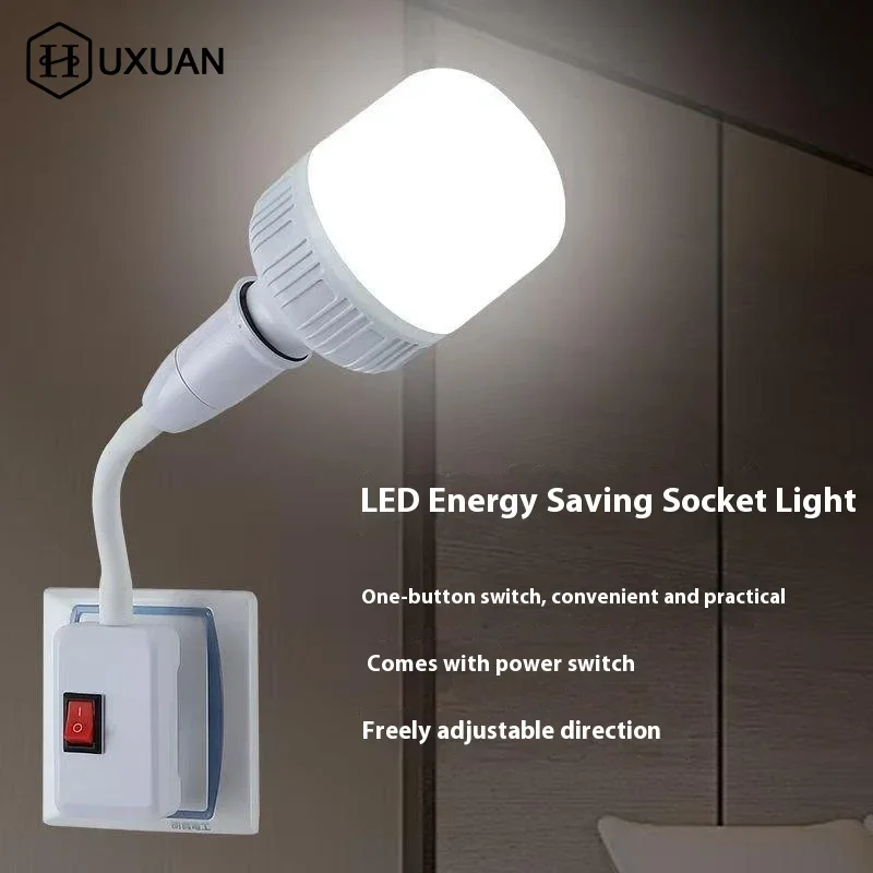 

1PC US Plug To E27 Lamp Base Conversion Led Light Wall Flexible Lamp Holder Converter With Switch Led Head Bulb Socket