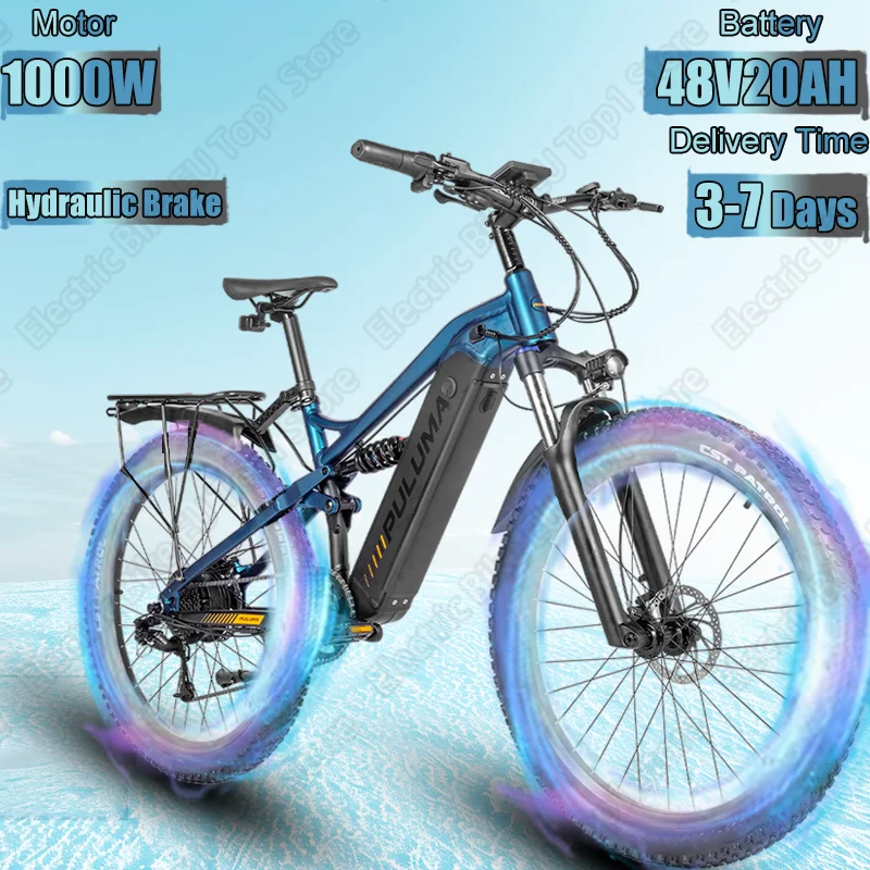 Electric Bike 1000W Brushless Motor 48V20AH Lithium Battery E-bike Hydraulic Brake 27.5 Inch Tire Mountain Snow Electric Bicycle