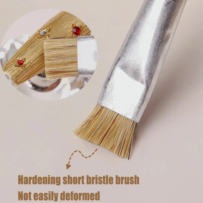 Nail Art Brushed Texture French Tip Styling Nail Wooden Short Harder Bristle Brush Manicure Painting Tool Nail Polish Brush Tool