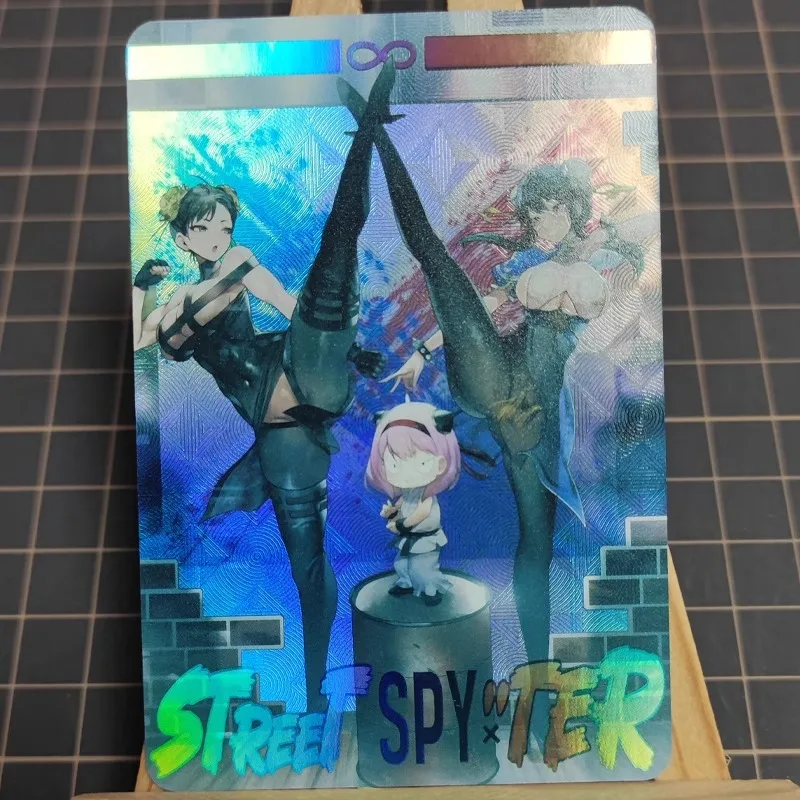 DIY SPY×FAMILY Yor Forger Linkage Street Fighter Chun-Li Refractive Flash Card Anime Peripheral Game Collection Card Holiday