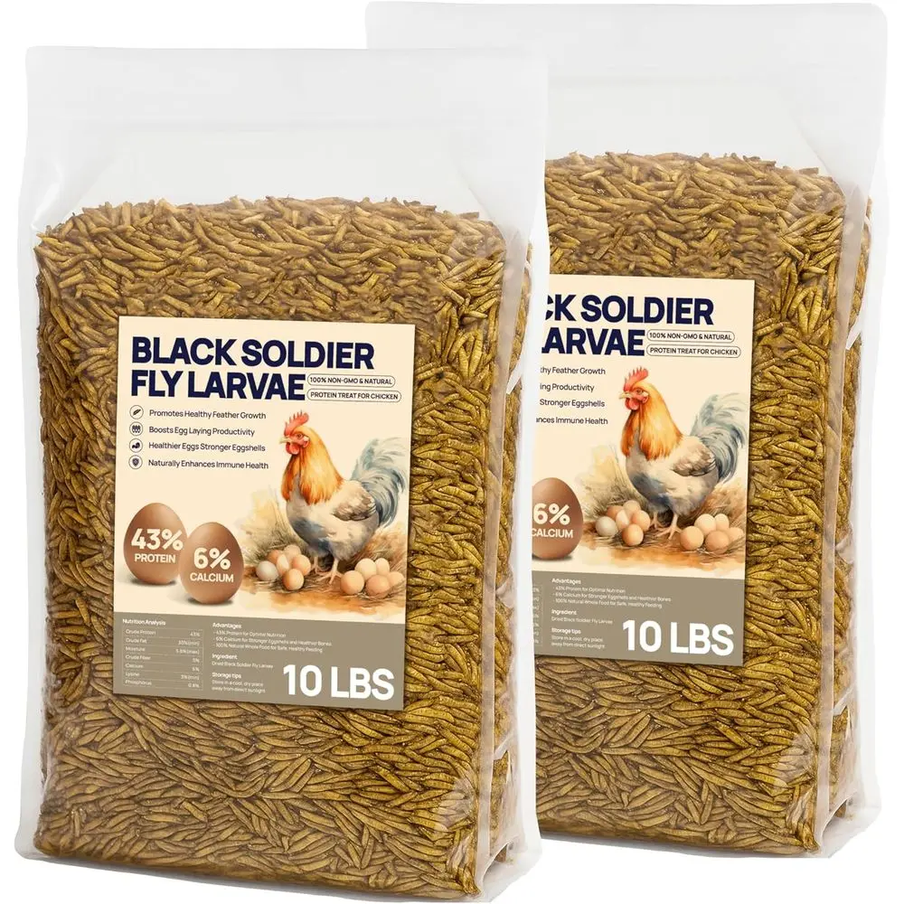 20 LB BS Larvae – Whole Dried Insect Protein or Chickens & Poultry – Calcium-Rich Bulk eed Supplement