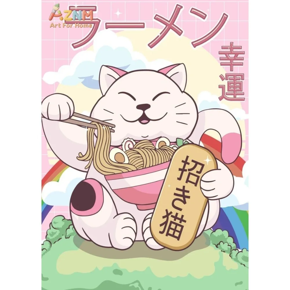 

1pc Vintage Japanese Kimono Lucky Cat Maneki Neko Japanese Luck Art Poster Canvas Painting Wall Print Picture Room Home Decor