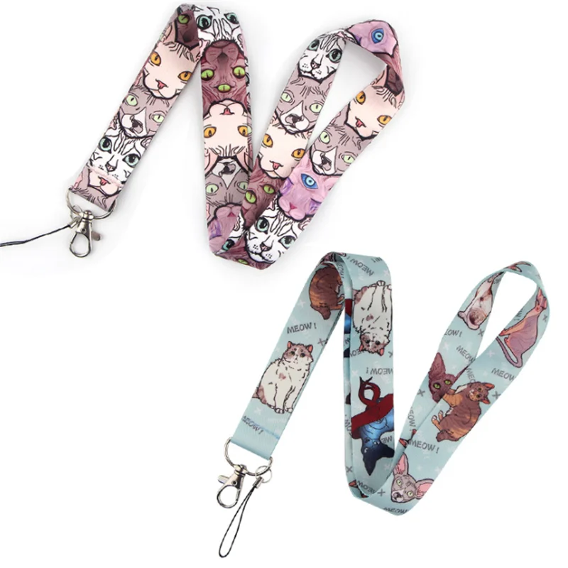 Sphynx cat cartoon Lanyard for Keys Phone Cool Neck Strap Lanyard for Camera Whistle ID Badge Cute webbings ribbons Gifts