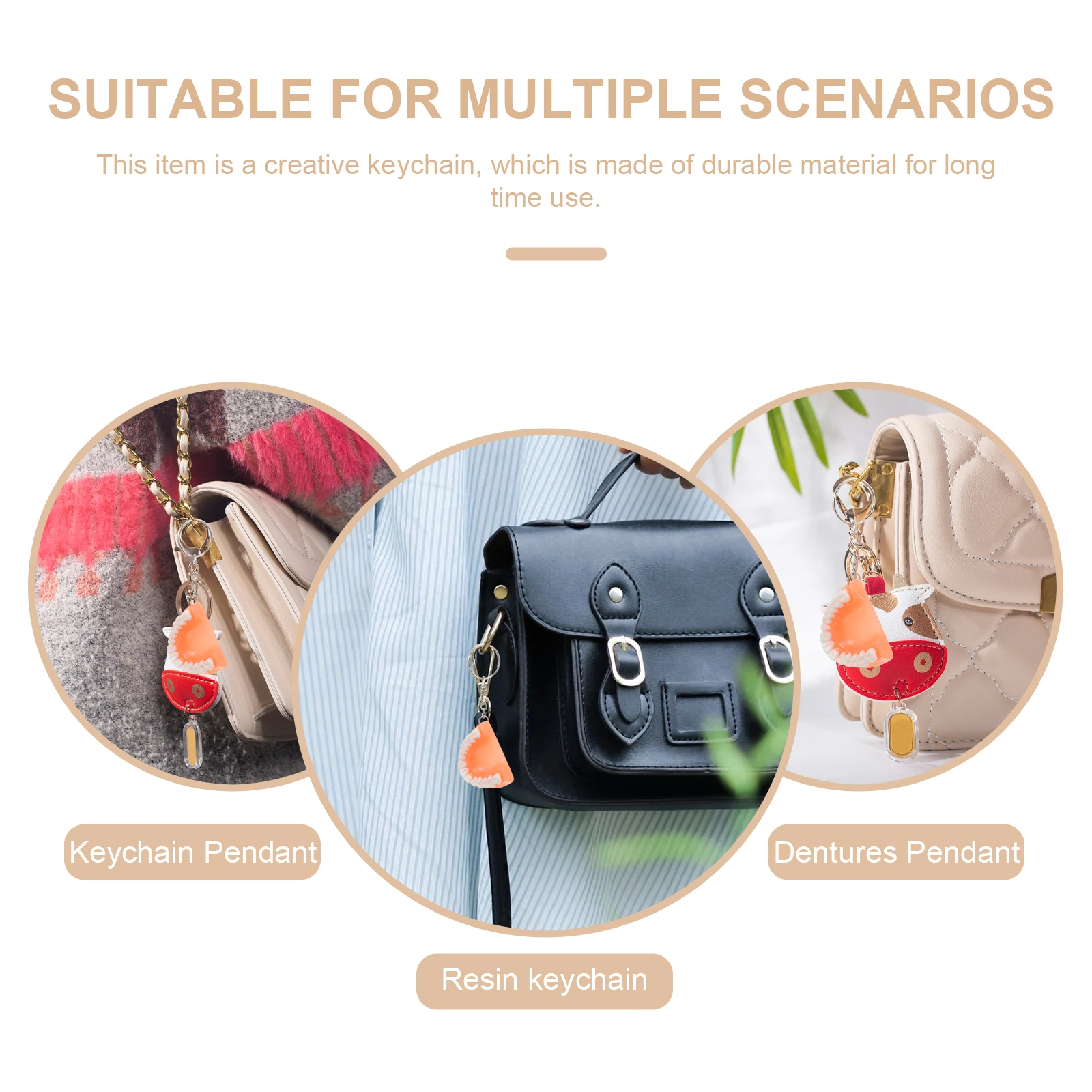 

10pcs Fake Teeth Keychain: Funny Dental Key Rings Handbag Pendant Purse Charm Backpack Ornament Creative Denture Keychains Party