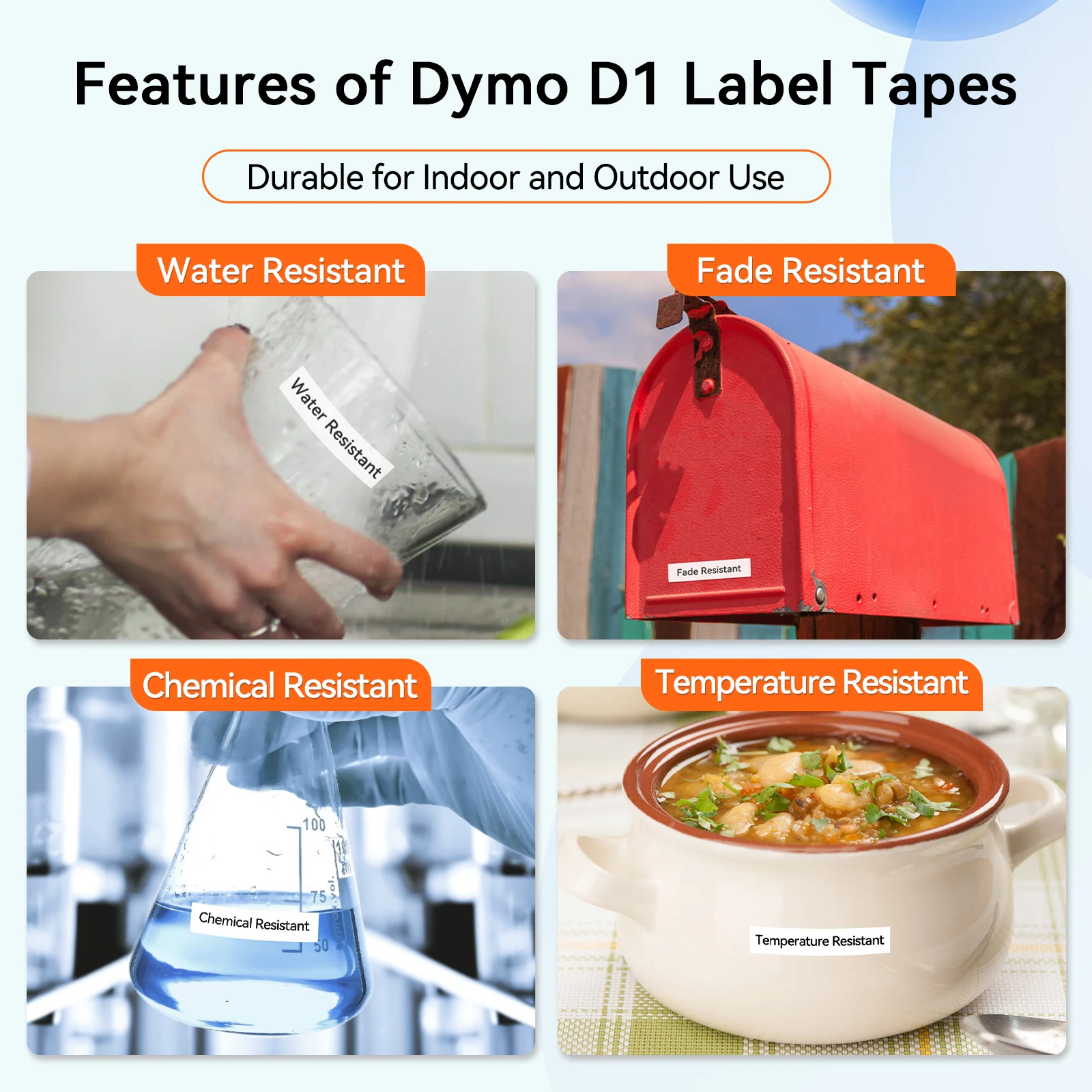 5/10PK 45013 6/9/12/19/24 มม.D1 เทปสําหรับ DYMO 45016 45021 ป้ายมาตรฐานสีดําสีขาวสําหรับ Dymo LabelManager 200 450