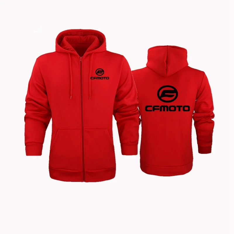 New Cfmoto Men's Black Zippered Jacket Hooded Pullover Casual Sports Jogging Hooded Jacket