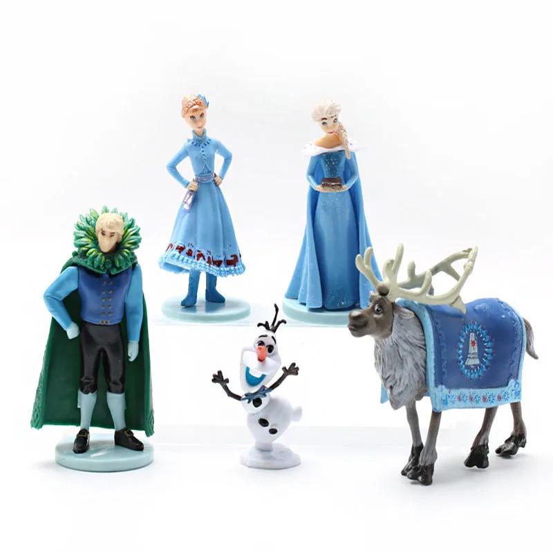 5 pz/set Cute Frozen The Snow Queen Princess Elsa Action Figure Toys Kristoff Sven Olaf PVC Model Doll Collection regalo di natale