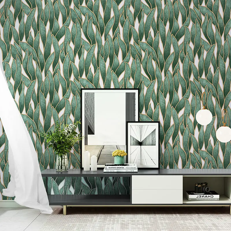 3D Embossed Seaweed Leaf Wallpaper Bedroom Living Room Wall Paper Mural Theme Hotel Background Wallcovering