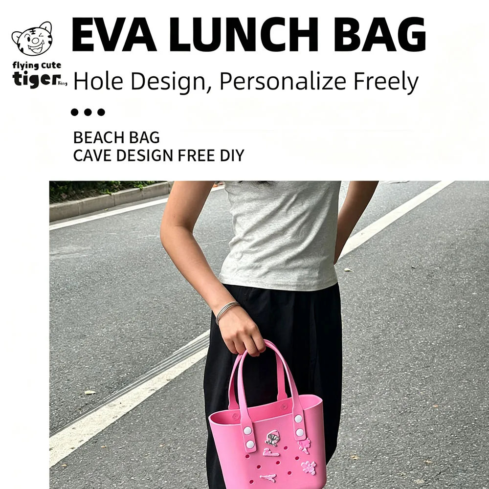 Bento-Tasche im koreanischen Stil, neues Modell, Eva Beach DIY, perforiert, modische Outdoor-Handtasche, tragbar, wasserdicht, schlicht – Detail 1