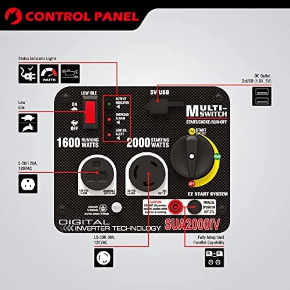 Imagem -04 - A-ipower-gerador Inversor Portátil 2000w Ultra-silencioso Pronto para rv Compatível com Epa Pequeno e Ultra Leve para Uso Doméstico de Backup