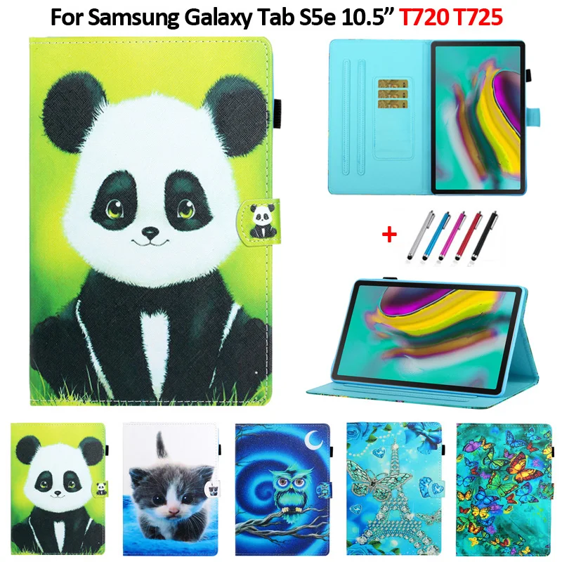 Etui For Samsung Tab S5e Case 10 5 inch Cute Panda Owl Cat Leather Wallet Stand Tablet for Samsung Galaxy Tab S5e Case T720 T725