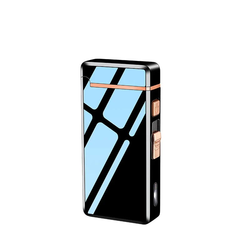 2023 New Gas Electric Double Fire Lighter, Windproof Metal Outdoor Arc Plasma Lighter, Can Add Gas Repeatedly, Gift for Men