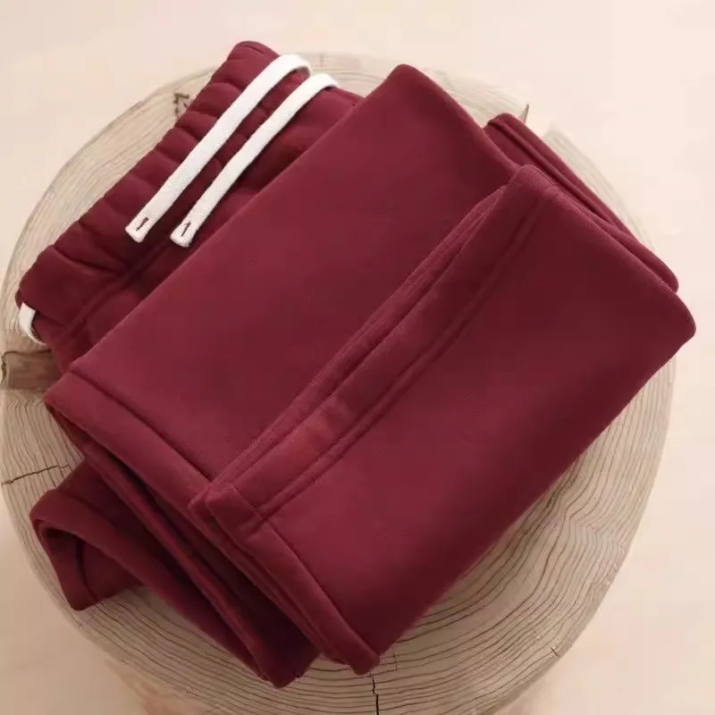 

Heavyweight Fleece Lined Straight Leg Sweatpants Sporty Casual Trousers for Men Warm Loose Fit Drawstring Winter Pants