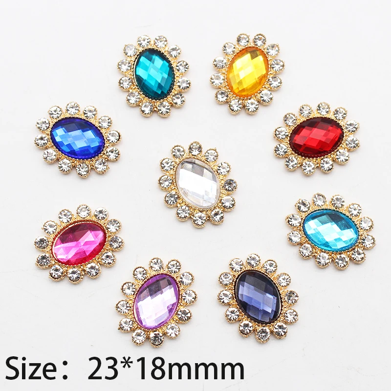 10pcs/batch 32*18mm Sewing Rhinestone Alloy Handmade DIY Metal Acrylic Ornament