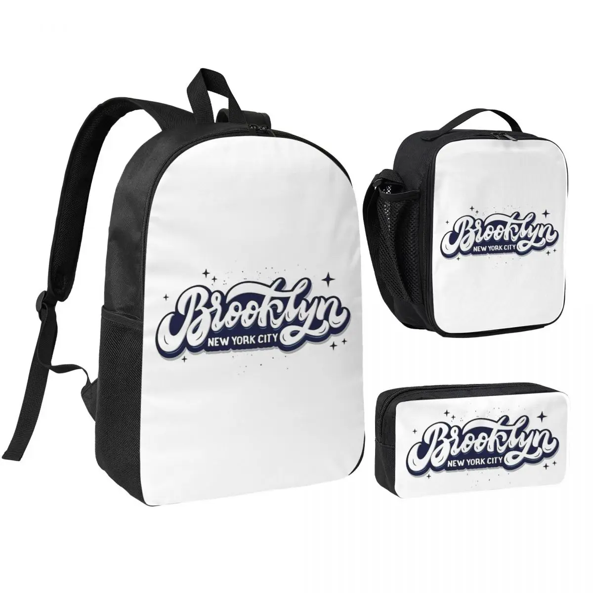 

Brooklyn New York Backpack Student Boys Girls BookBag School Bag Laptop Shoulder Bags 3ps Insulated Lunch Bag Pencil Case