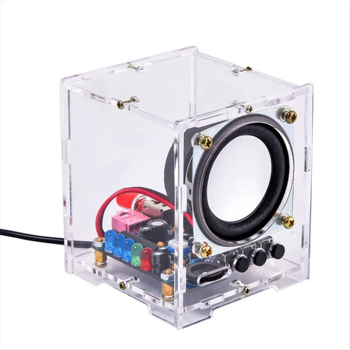 T64C! Altavoz Bluetooth HU-009, Mini Unidad de Altavoz, Componente Electrónico, Kit DIY, Inalámbrico y con Cable, Alimentación de 5V CC y Carcasa de Acrílico