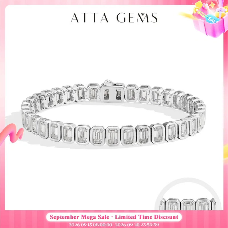 ATTAGEMS Zirconia Tennis Bracelet Emerald cut 5*3mm For Women Man S925 Sterling Silver Gold Plated Wedding Fine Jewelry Gift New