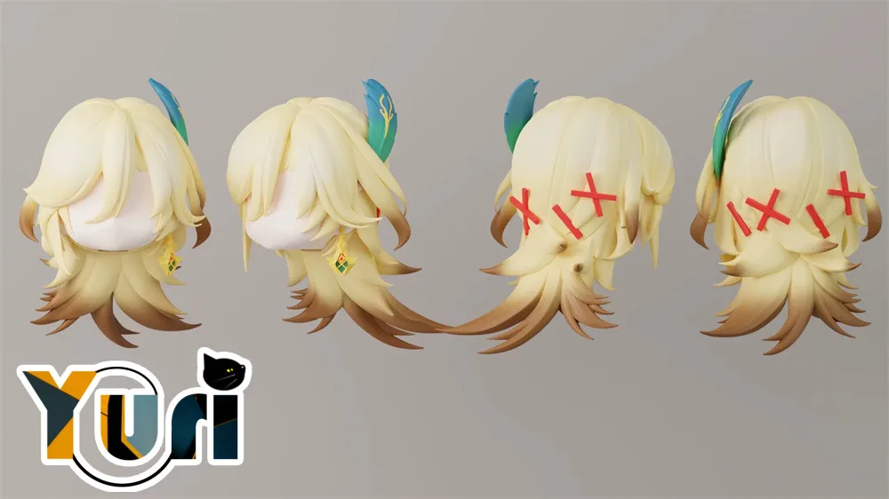 Yuri New Anime Genshin Impact  Kaveh Handmade OB11 OB22 1/12 BJD Hair Wig Detachable Ear Tail Game Cosplay Cute Props C