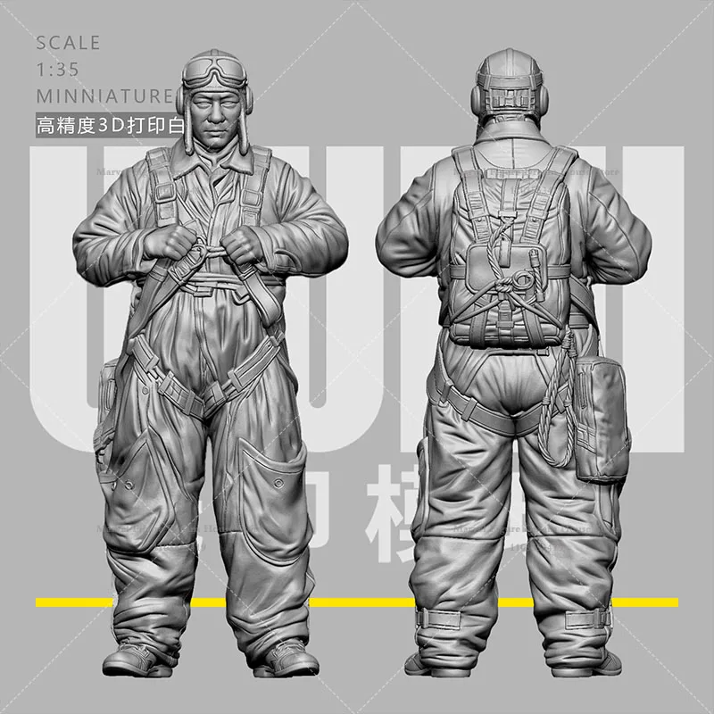 1/35 Scale DIY Self-assembled GK 3D Resin Un-panited Doll White Micro Model Chinese Male Pilot‌ Armored Vehicle Personnel‌