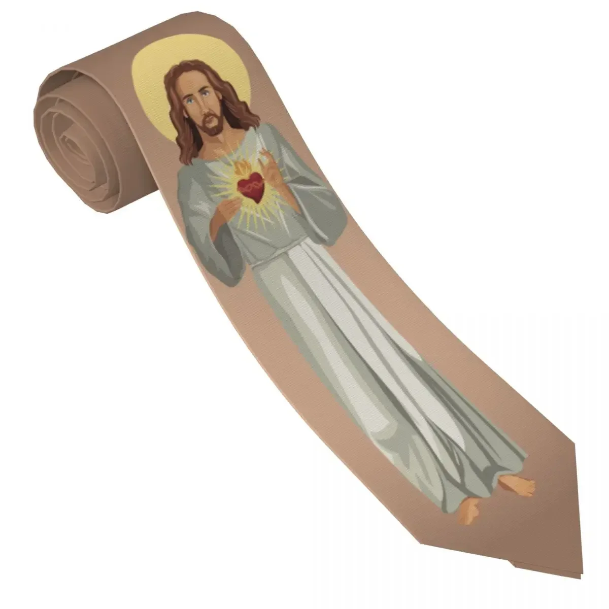 Jesus Christ Sacred Heart Tie Spirit Design Neck Ties Cute Funny Collar Tie Men Leisure Necktie Accessories