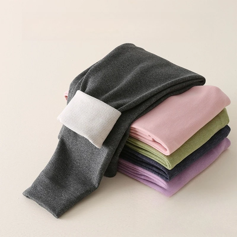 2025 Autumn Winter New Childrens Daily Leggings Casual Warm Soft Comfy Solid Color Long Johns Boys Girls Underwear Pants