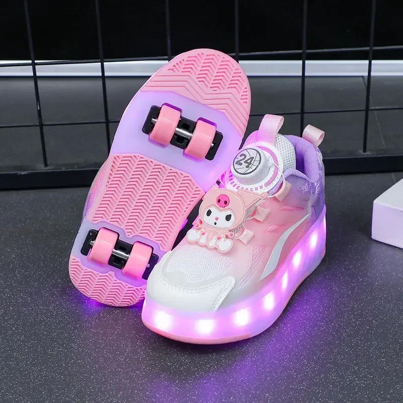 Kuromi sports skates for girls new Hello Kitty sanrio creative girls gift series four-wheel luminous roller skates