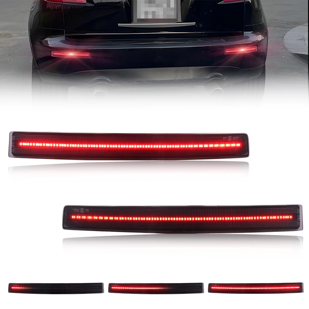 

2PCS Rear Bumper Brake Light Tail Light Reflector Light Turn Signal Light DRL Light W/Red LED For 2003-2008 INFINITI FX35 FX45
