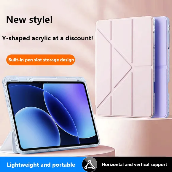 

3+Y Fold Acrylic Case For Xiaomi Pad 8 8Pro 11.2 inch 2025 7 7Pro 6 6Pro 5 5Pro 11 Redmi Pad 2 SE 11 8.7 K Pad 8.8 With Pen Slot