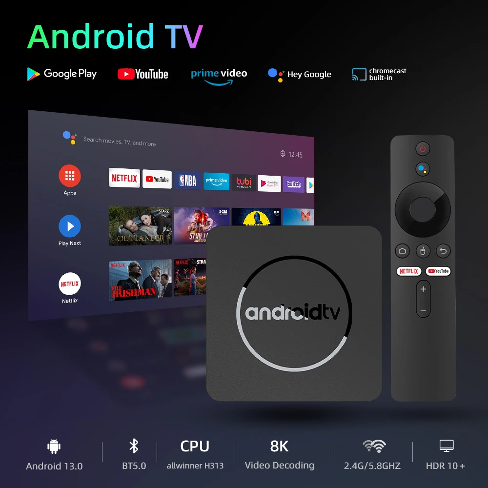 HOT Q1 8K Smart TV Box Android 13  Allwinner H313 2GB 16GB 5G Wifi BT voice assisant Media Player for various TVs