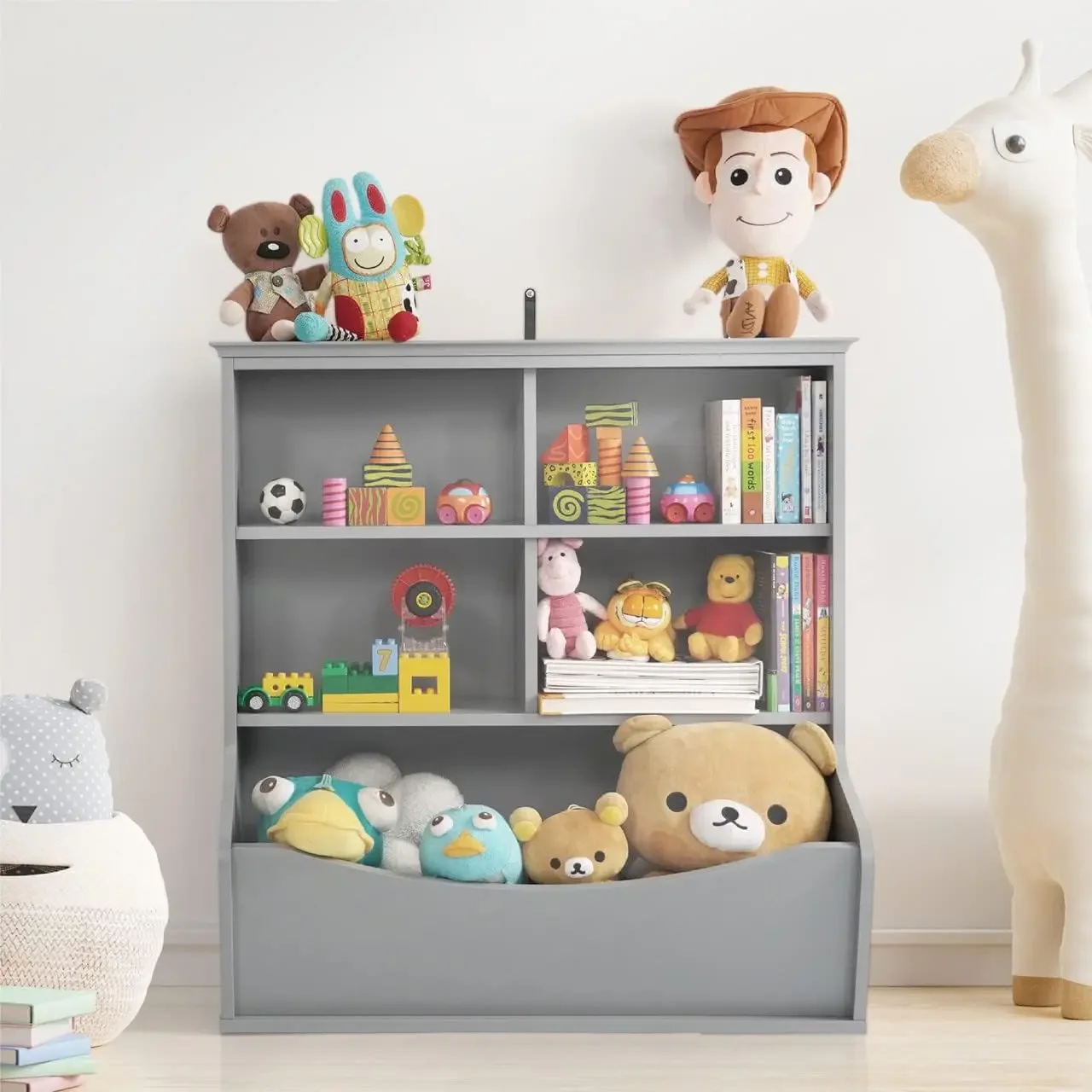 Kids' Toy Storage Organizer, Open Storage , Book Cabinet/ Shelf for Nursery, Playroom, Closet, Home