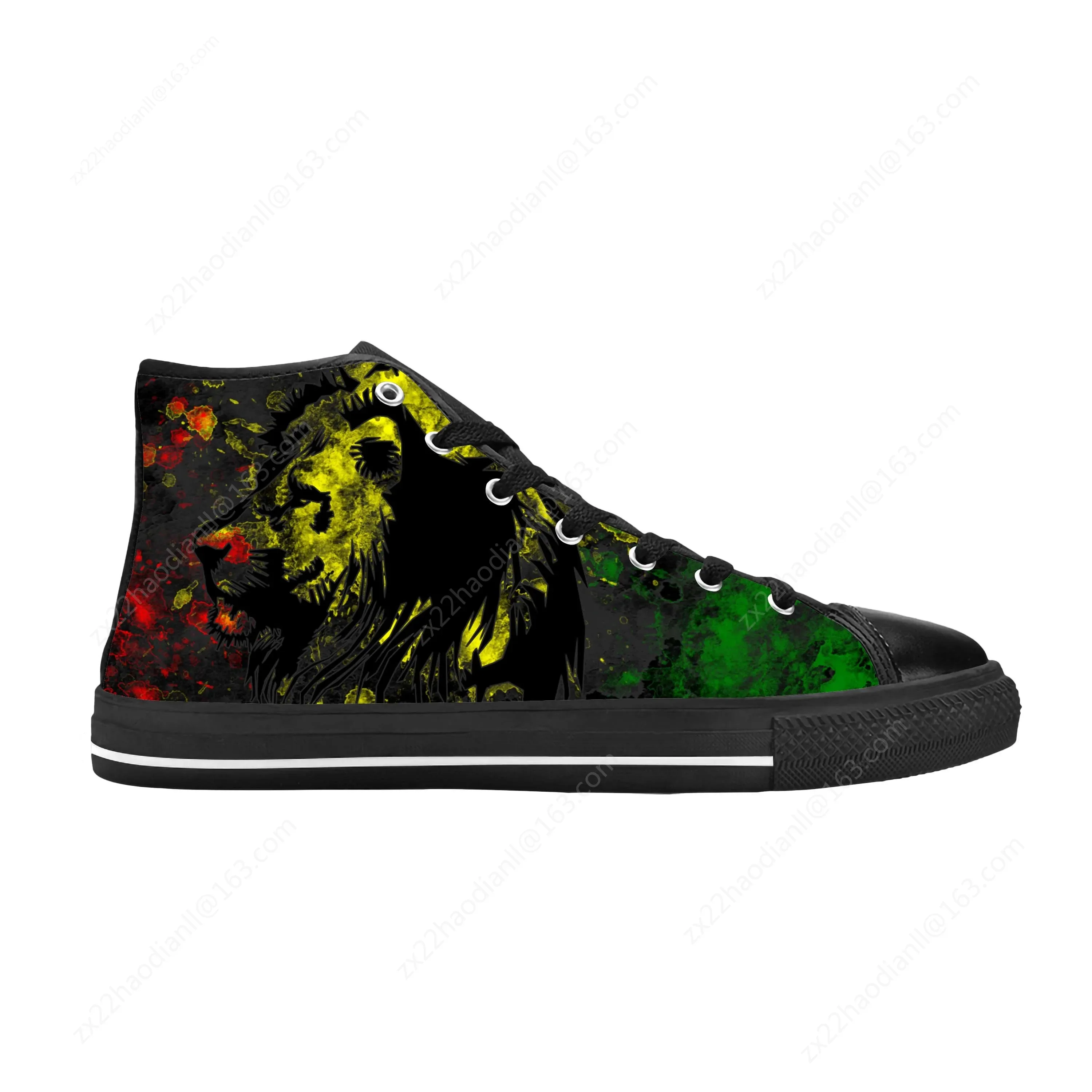 Reggae Rasta Rastafari Lion Of Judah Music Rock Casual Cloth Shoes High Top Comfortable Breathable 3D Print Men Women Sneakers