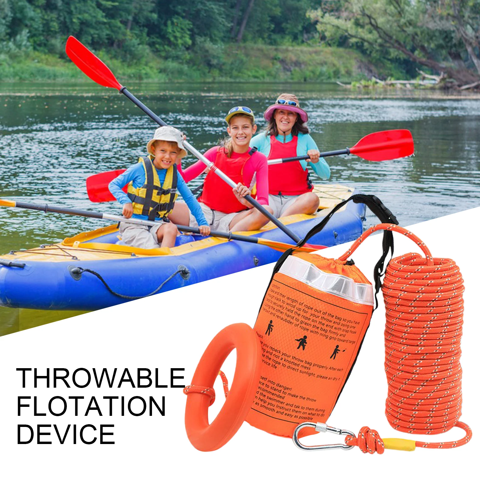

Reflective Throw Rope with Throw Bag for Water Rescue Flotation Rescue Ropes for Whitewater Boating Kayaking Ice Fishing