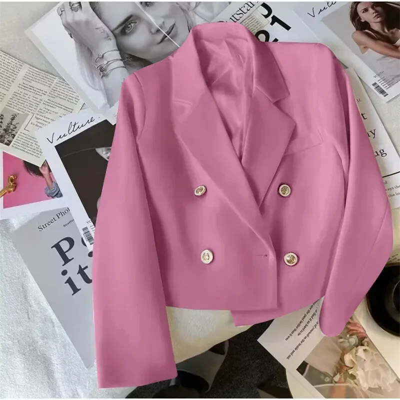 Blazer corti moda donna primavera autunno eleganti abiti femminili giacca top Casual Solid manica lunga Office Lady Blazer Coat