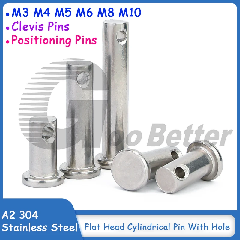 

M3 M4 M5 M6 M8 M10 A2 Clevis Pins Axis Pin Roll Flat Head Cylindrical Pin With Hole Positioning Pins 304 Stainless Steel