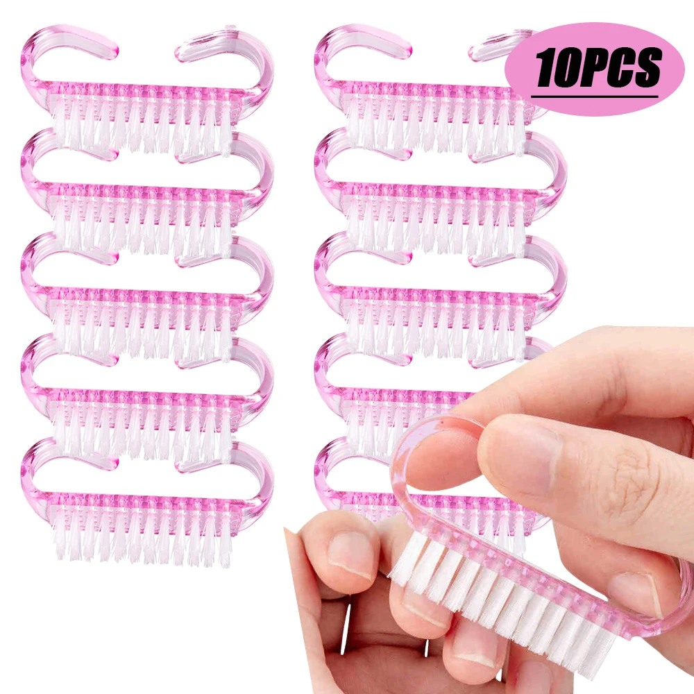 5/10Pcs Hard Cleaner Horn Nail Brushes 5 Colors Nail Art Manicure Pedicure Remove Dust Plastic Cleaning Nail Brushes Salon Tools