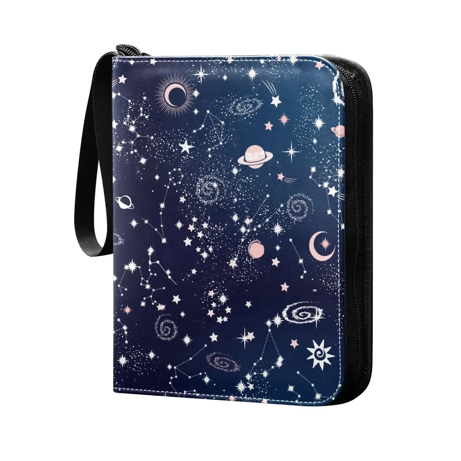 Carpeta de tarjetas Space Moon Stars, carpeta de tarjetas de bolsillo 400, álbum de bolsillo de doble cara, tarjetas de juego deportivas, almacenamiento único de colección de tarjetas