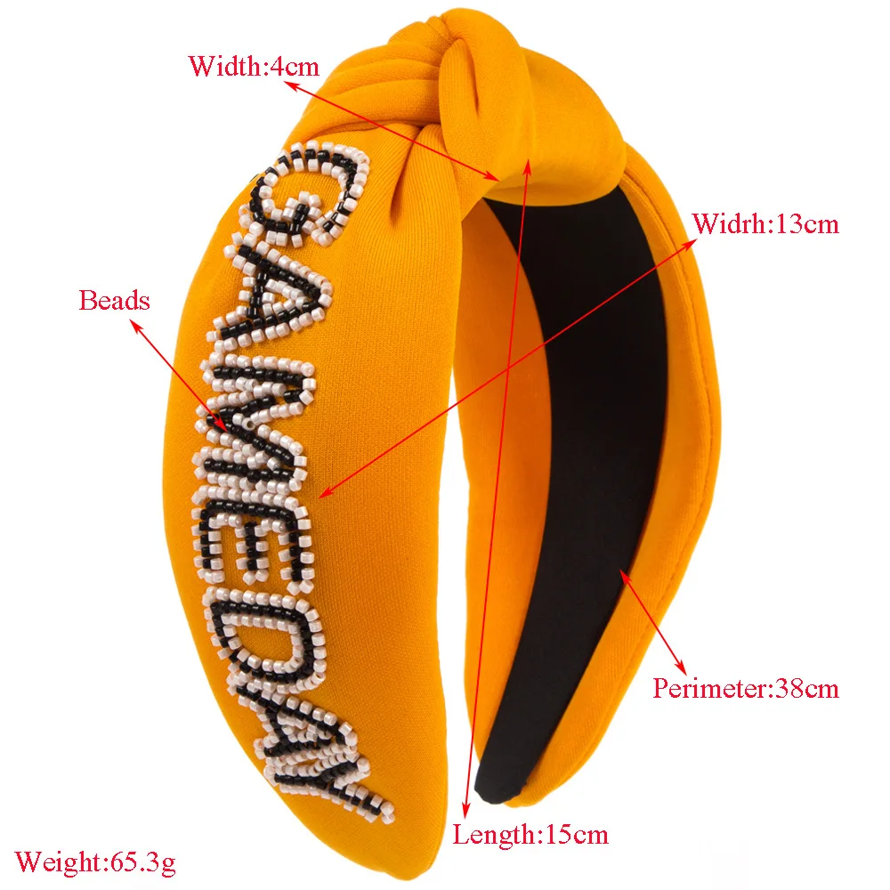 Heming headband new hand-sewn letter rice bead headband fashionable wide-edge fabric personalized fashion hair accessories