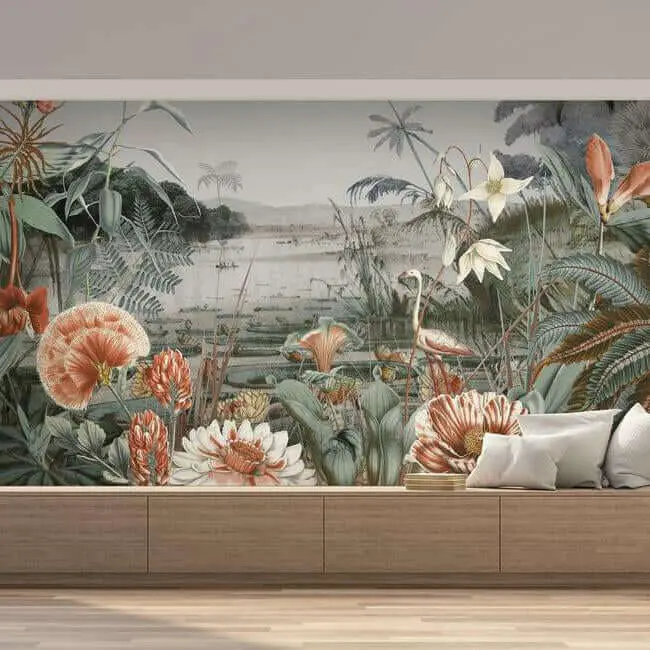 Custom 3D Mural Wallpaper Banana Leaf Flamingo Bedroom Dining Room Living Room wall stickers Photo 3D Wall paper home Decoration