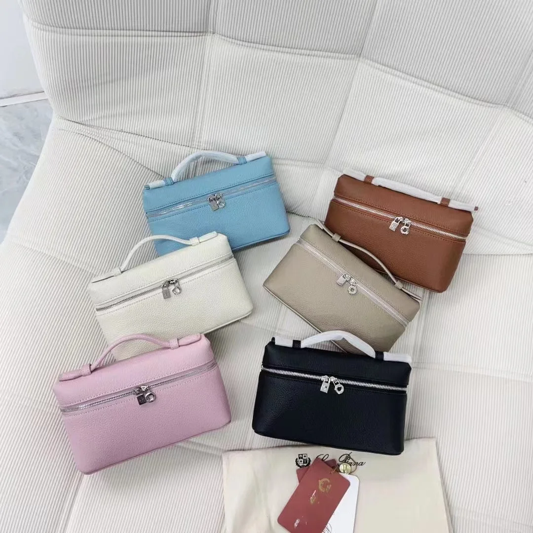 2023 Cowhide Zip Top Handle Women Bag Fashion Luxury Genuine Leather Pocket Crossbody Handbag Solid L19 Female Pouch Makeup Bag