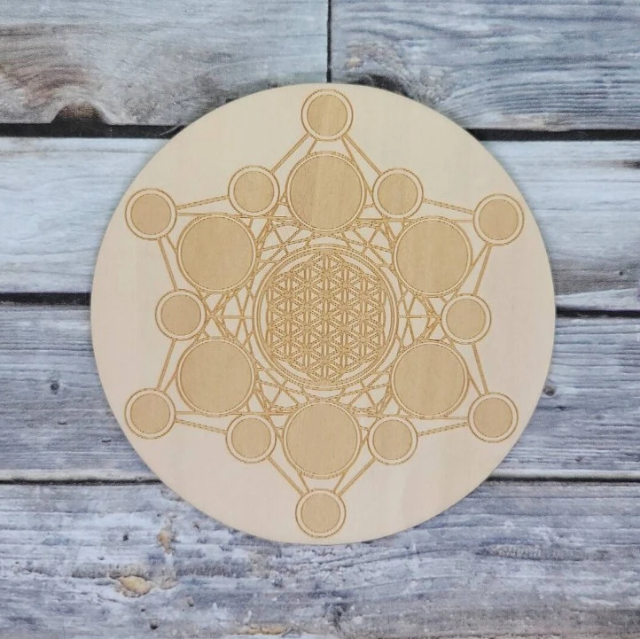 10pcs/lot 7.9in Metatron Crystal Grid Wood Crystal Grid Disk wooden Board Healing Crystal