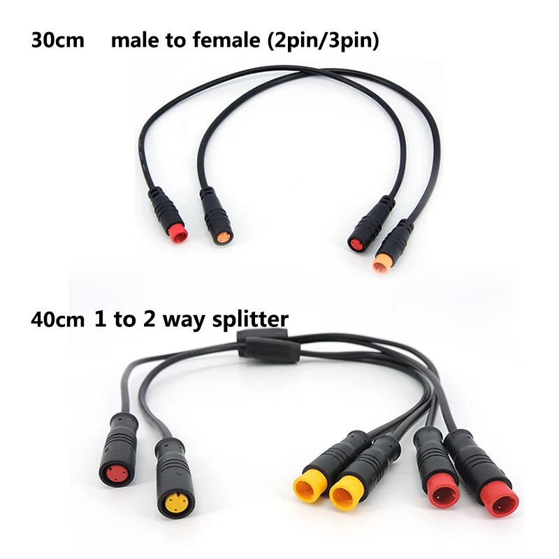 m8 2 3 Pin way Y Splitter 1 male female to female male cable Splitter Connector Waterproof  9mm Signal Sensor E-bike cord