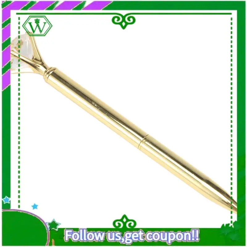 

Reliable-Kawaii Ballpoint Pen Alloy Ball Pen With Large Diamond Black Refill Pen Fashion School Office Supplies