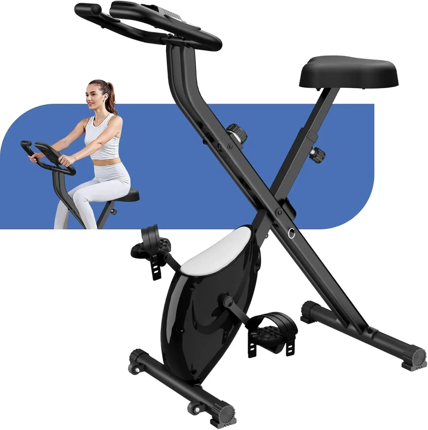 Exercise Bike 3 in 1 Foldable Fitness Bike 16 Level Indoor Stationary Bike with Pulse Sensor and LCD Monitor Magnetic X-Bike for