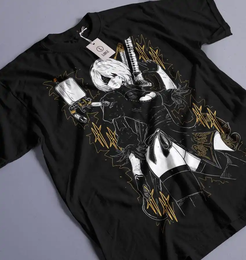 2B  NieR Automata Game YoRHa No 2 Type B Graphic T-Shirt Cotton Men Women Streetwear Tee