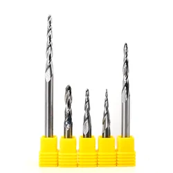 Carbide R0.5-R2.5 Tapered Ball Nose End Mill for Wood Aluminum CNC 2D3D Conical Engraving Tool 2 Flute Wood Metal Milling Cutter