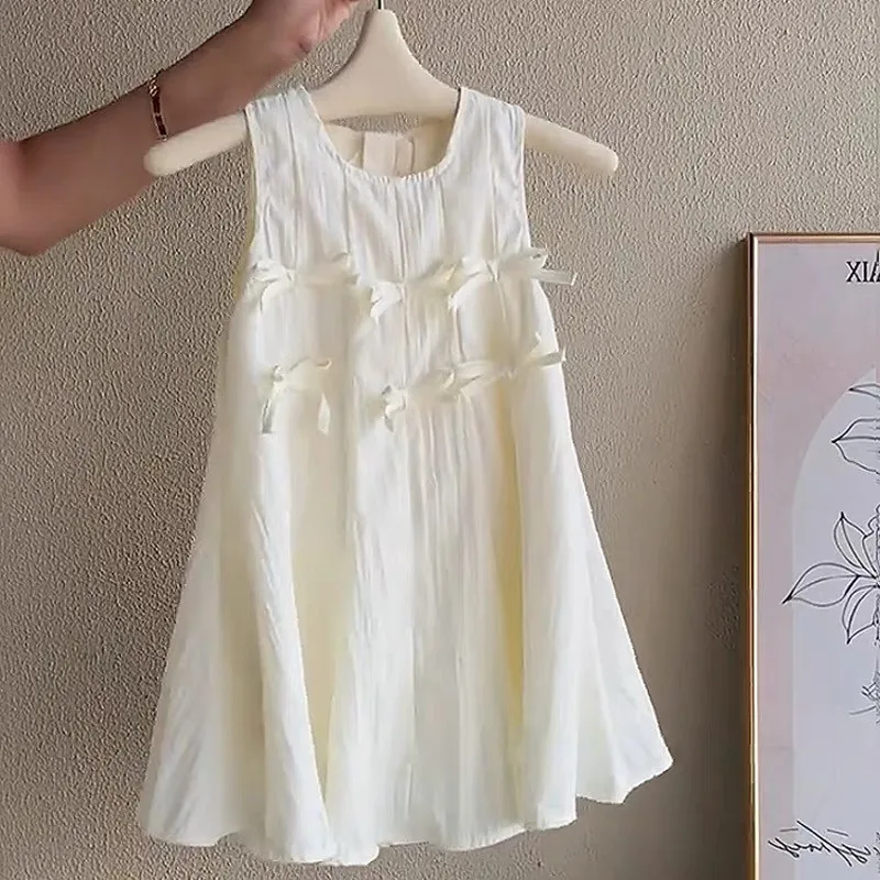 

Girls' Summer Dress 2026 New Fashionable Children's Sweet Bow Holiday Style Tank Top Skirt