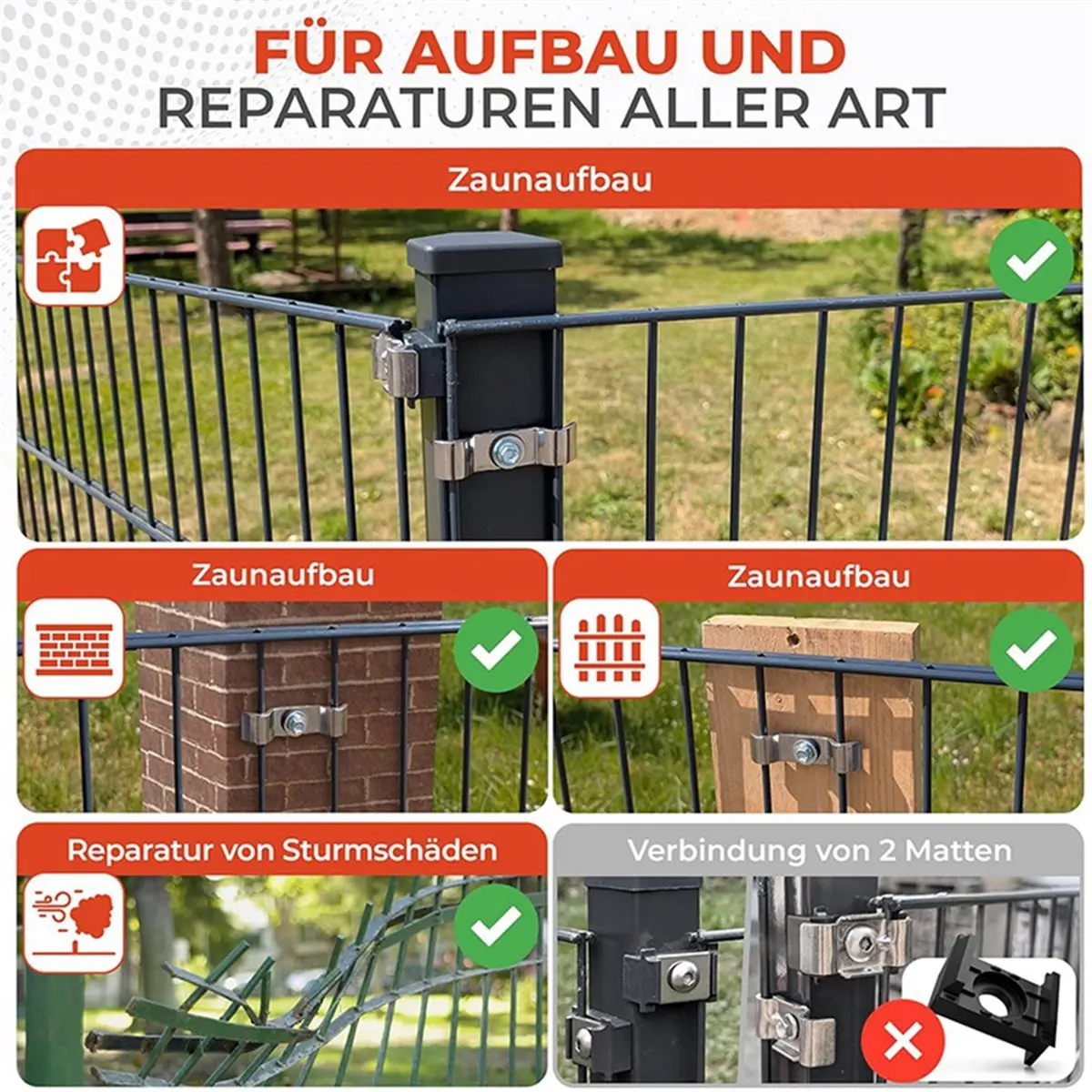 2026 New Fence Mounting Accessories Fence Brackets for Fence Installation. Double-Rod Fence Accessories / Fence Mounts