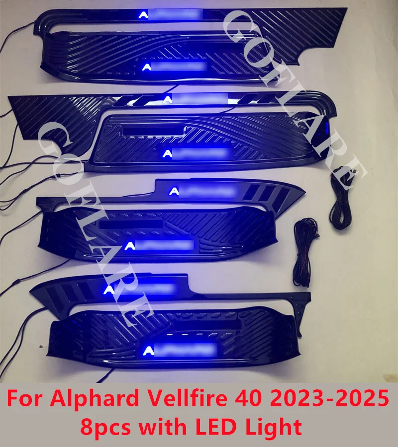 For Toyota Alphard Vellfire 40 AGH40 accessories 2023-2025 led light foot side door sill illuminated step scuff plate thresholds